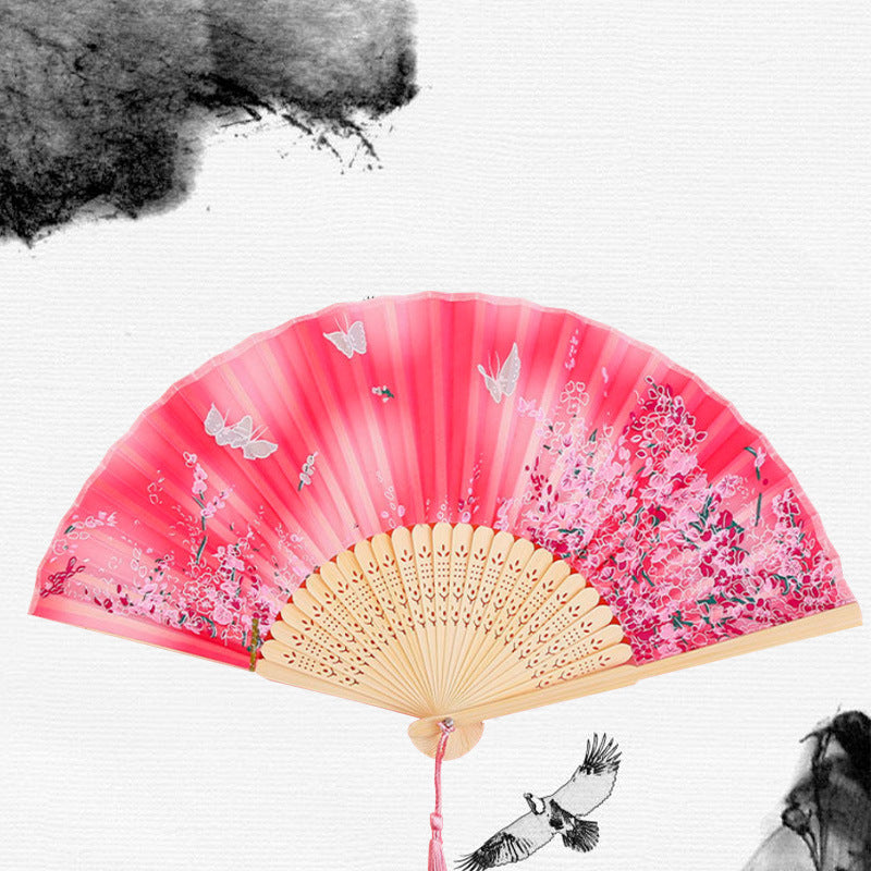 Folding Fan Bamboo Ancient Style Han Chinese Clothing Chinese Style Small Fan - Amazhona 