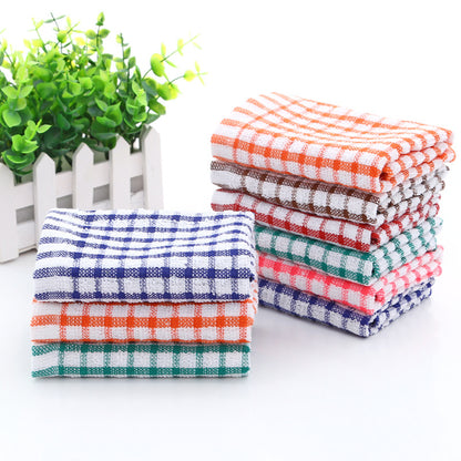 Kitchen Absorbent Cotton Jacquard Plaid Towel