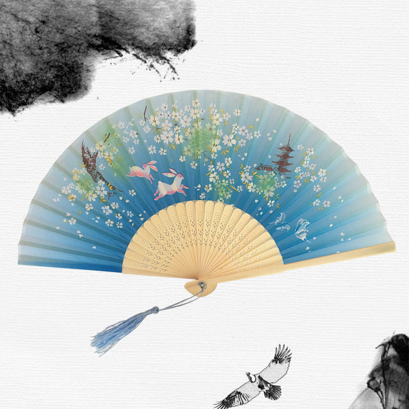 Folding Fan Bamboo Ancient Style Han Chinese Clothing Chinese Style Small Fan - Amazhona 