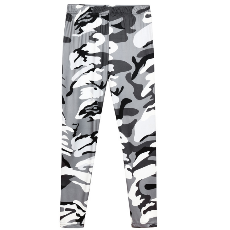 Camouflage Printed Grey Casual Legging Pants - Amazhona 