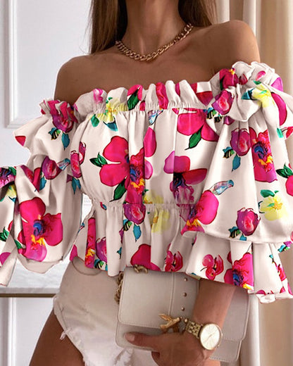 Summer New Style Collar Sexy Fashion Long-sleeved Waist Short Blouse Women - Amazhona 