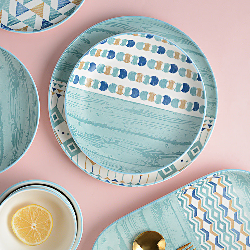 Nordic Ins Style Geometric Ceramic Dishes And Tableware - Amazhona 