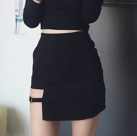 Korean Style Black Hip Skirts Irregular Hem Pencil Micro Mini Skirt Slim Women Party Skirts Black Bodycon Short Skirt - Amazhona 