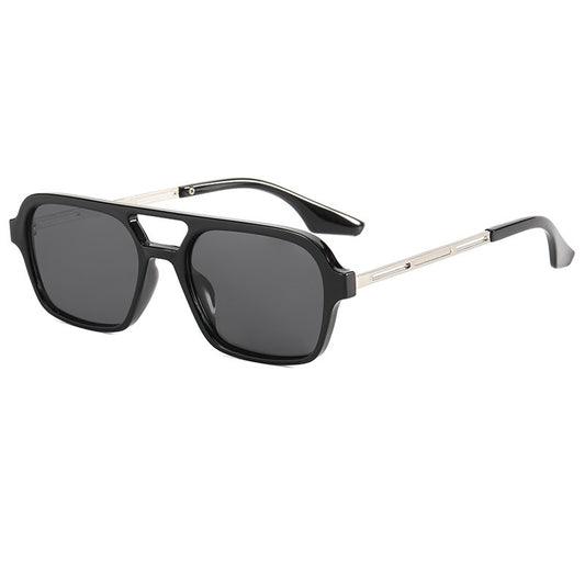 Sunglasses Star With The Same Retro Black Frame Double Beam Plain Glasses - Amazhona 