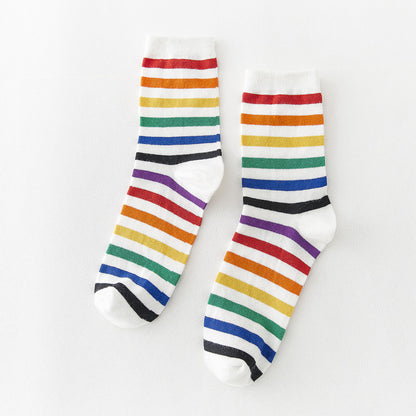 Socks Women's Tube Socks Stripes Sweet Color - Amazhona 