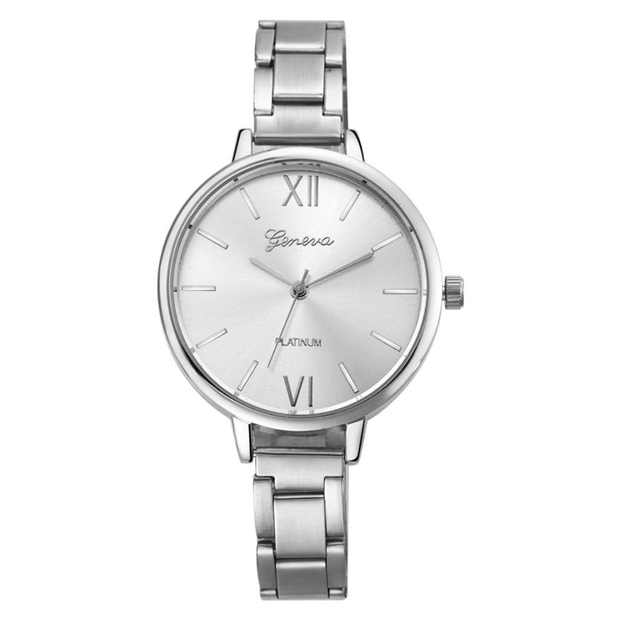 Geneva Fine Strip Steel Alloy Watch Quartz Watch Ladies Watch - Amazhona 