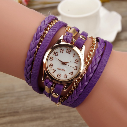 PU leather winding bracelet watch rope table - Amazhona 