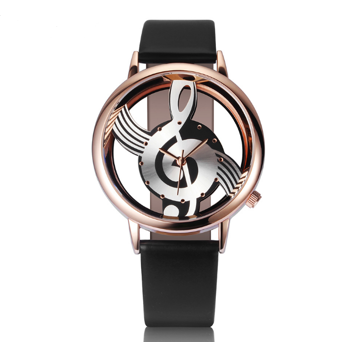 Hollow Musical Note Leather Wrist Watch - Amazhona 