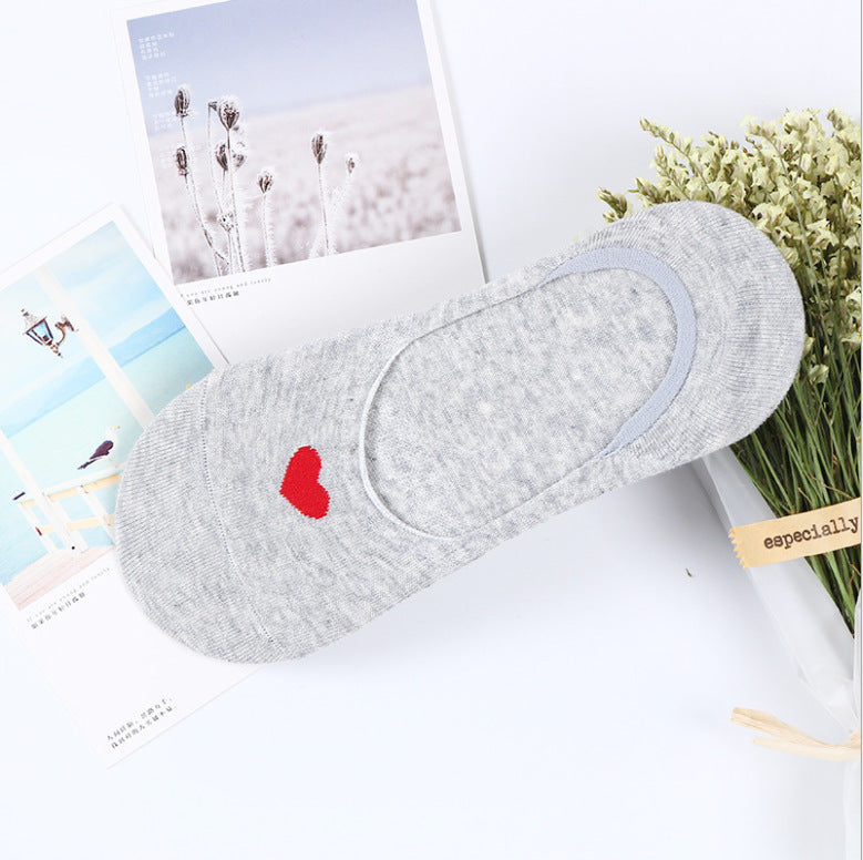 Fashion Women's Love Invisible Shallow Cotton Socks - Amazhona 