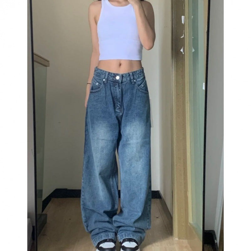 Loose Wide Leg Leisure Straight-leg Pants Women's High Waist Slimming