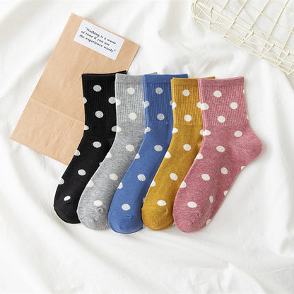 Ladies Cotton Dot Sweet Japanese Socks - Amazhona 