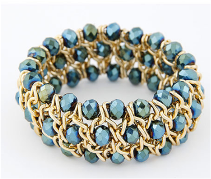 European And American Fashion All-match Woven Gorgeous Crystal Mix And Match Temperament Elastic Bracelet - Amazhona 