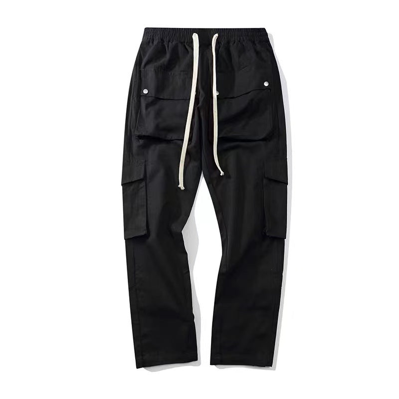 Men's And Women's Fashion Simple Row Of Buttons Multi-pocket Straight Work Pants - Amazhona 