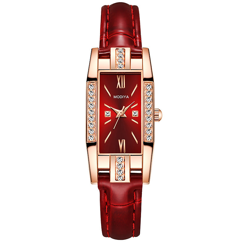 Temperament Pu Belt Diamond British Ladies Watch - Amazhona 