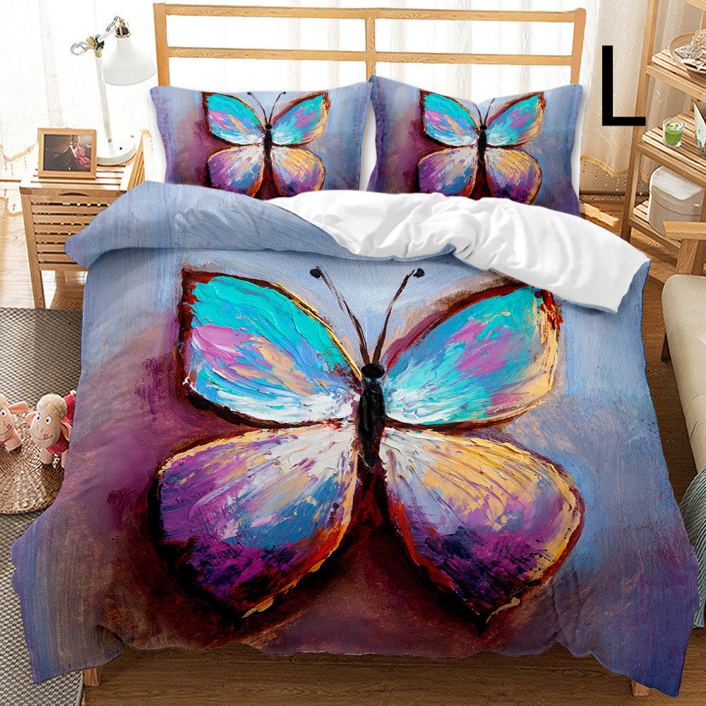 Butterfly Series Three-piece Bedding Quilt Cover Set - Amazhona 