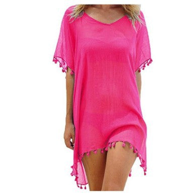 Women Blouses Loose Chiffon Dress Summer Beach Tunic Cover-Up Shirt - Amazhona 