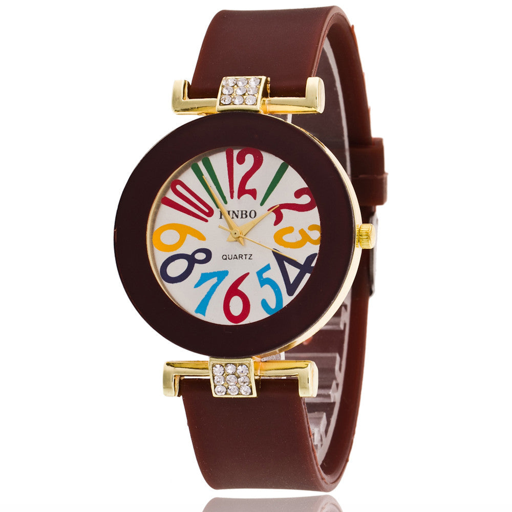 Jelly color digital watch with diamond - Amazhona 