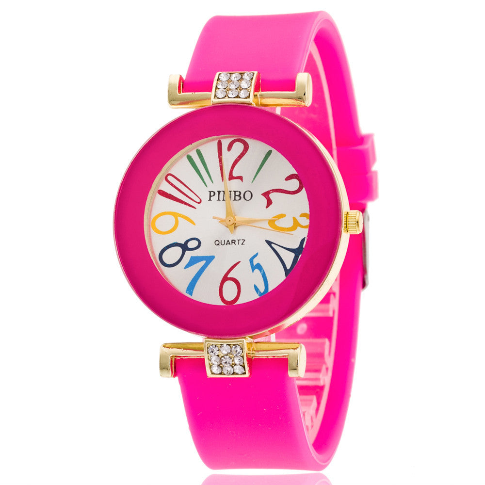 Jelly color digital watch with diamond - Amazhona 