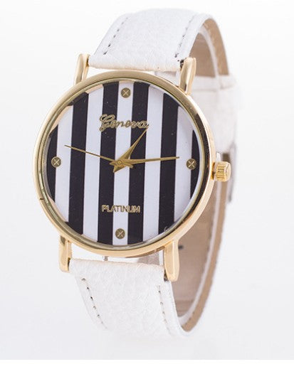 Geneva student colorful elephant belt watch Geneva zebra stripes lady quartz watch - Amazhona 