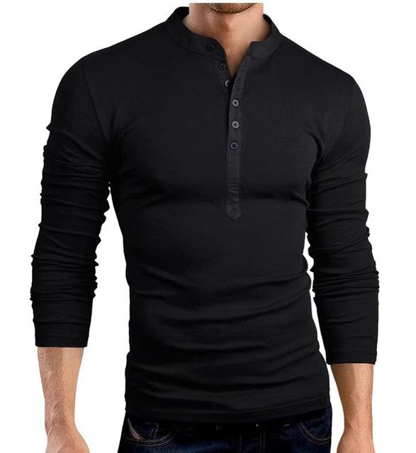 Solid color fashion big V-neck long-sleeved slim T-shirt bottoming shirt - Amazhona 