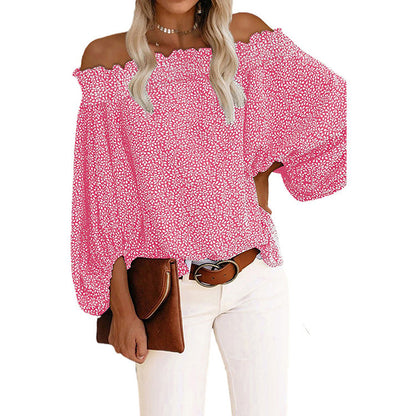 Sexy One-neck Off-the-shoulder Long-sleeved Chiffon Shirt - Amazhona 