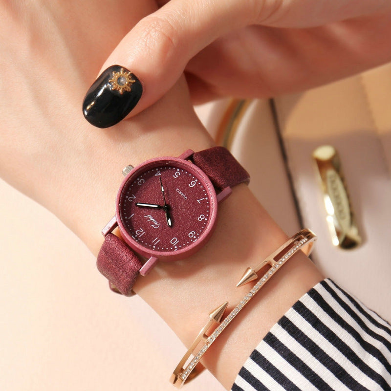 Vintage Frosted Stone Pattern Leather Strap Watch - Amazhona 