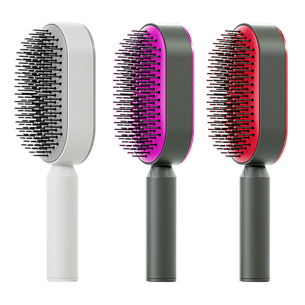 Self Cleaning Hair Brush For Women One-key Cleaning Hair Loss Airbag Massage Scalp Comb Anti-Static Hairbrush - Amazhona 