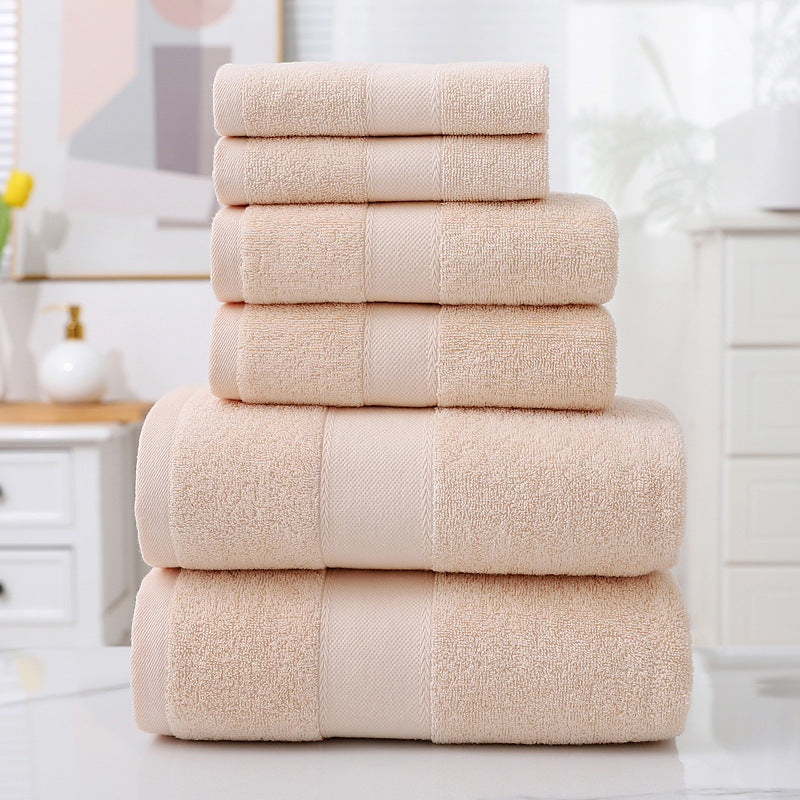 Home Simple Cotton Absorbent Towel Bath Towel 6-Piece Set - Amazhona 