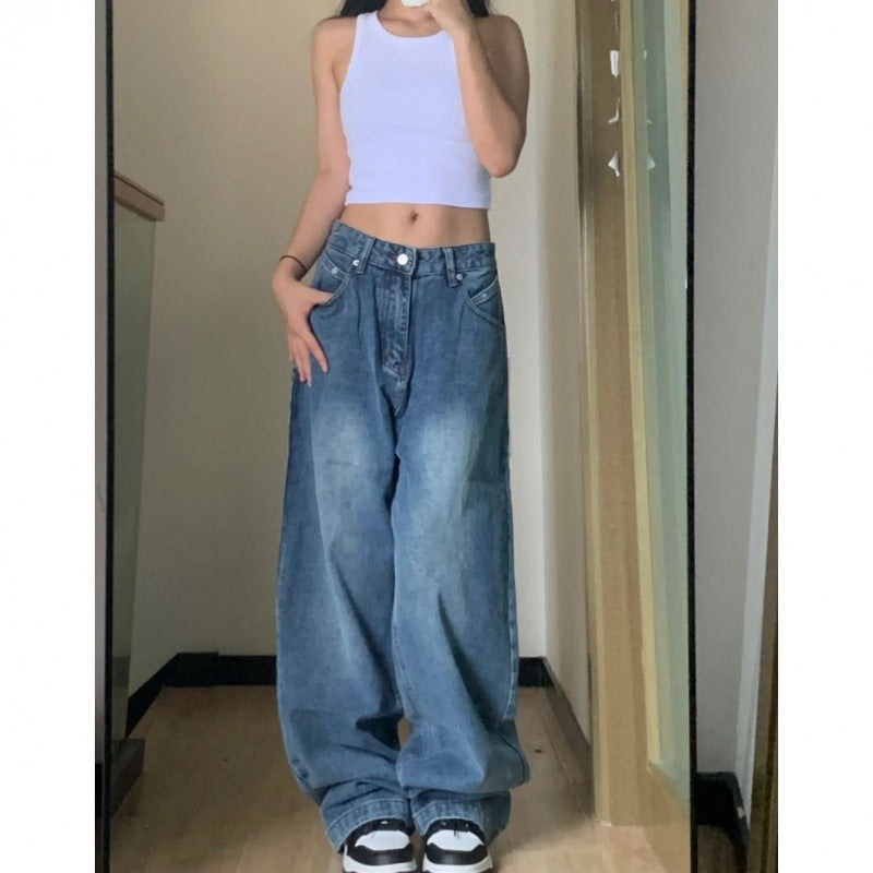 Loose Wide Leg Leisure Straight-leg Pants Women's High Waist Slimming