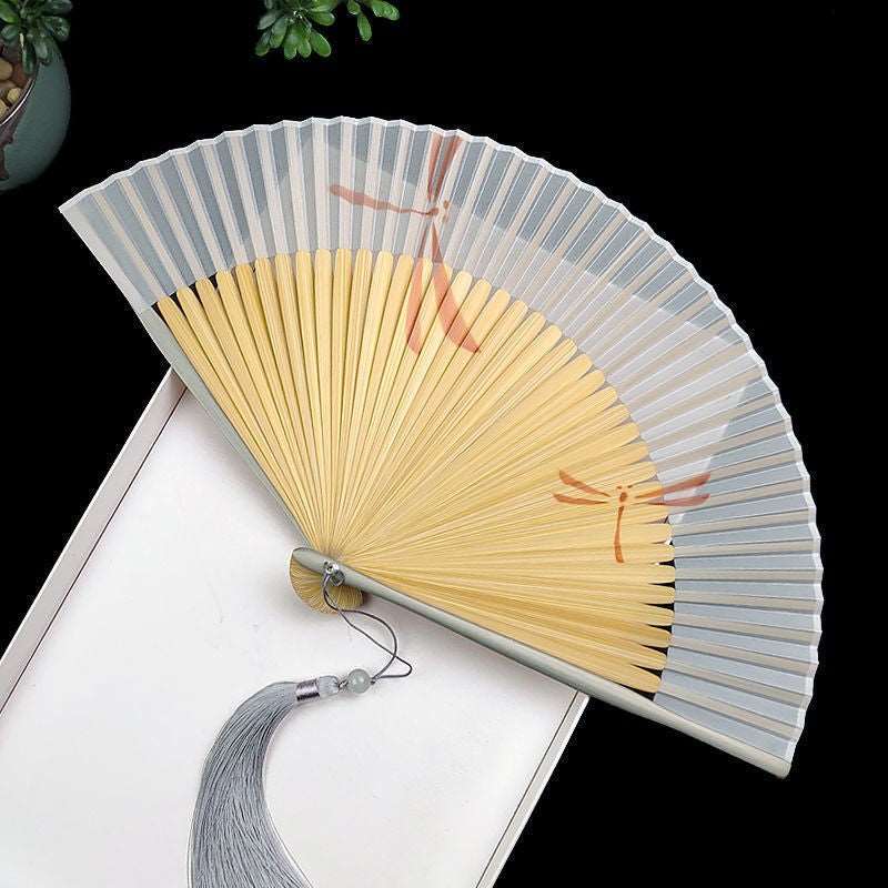 Bamboo Fan With Silk Baking Varnish - Amazhona 