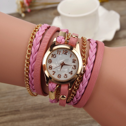 PU leather winding bracelet watch rope table - Amazhona 