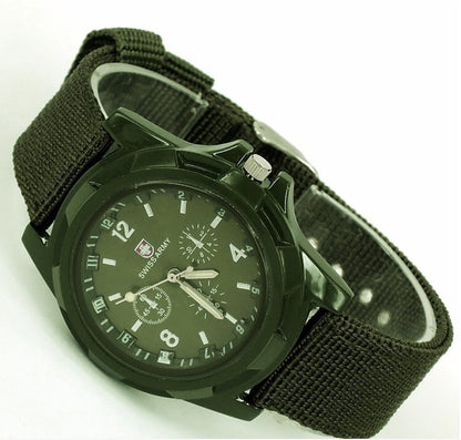 Military Men Gemius Swiss Army Sport Round Dial New Quartz Nylon Band Wrist Watch - Amazhona 