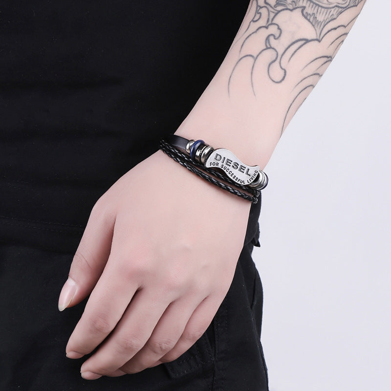 Men and women alloy leather bracelet - Amazhona 