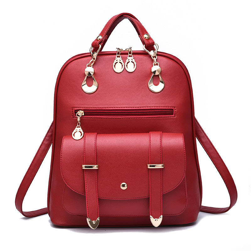 Female bag fashion PU leather dual-use backpack - Amazhona 