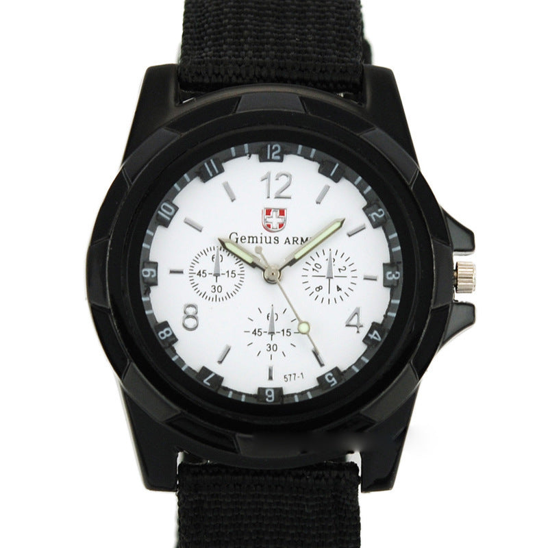 Military Men Gemius Swiss Army Sport Round Dial New Quartz Nylon Band Wrist Watch - Amazhona 