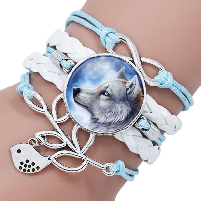 Multi-layered gemstone wolf bracelet - Amazhona 