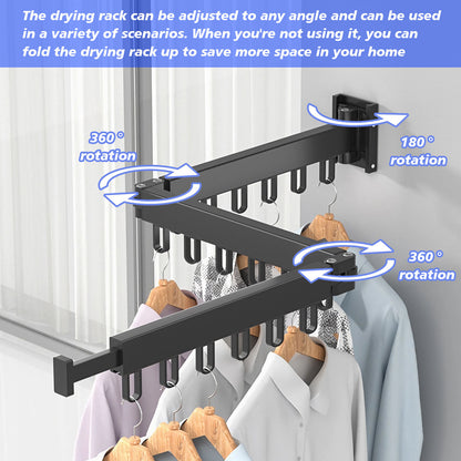 Drying Rack Clothing Wall Mounted, Clothes Drying Rack, Retractable Clothesline Indoor, Laundry Room Organization, Space-Saver, Collapsible Clothes Hanging Rack - Amazhona 