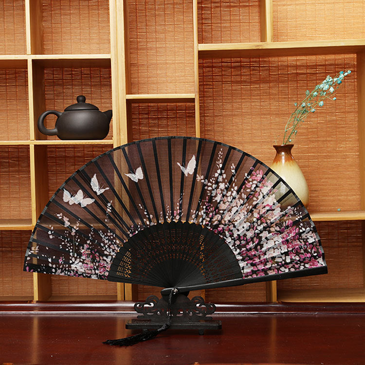 Japanese Style Craft Fan Translucent Folding Fan Butterfly With Kimono Ancientry Dance Folding Fan - Amazhona 