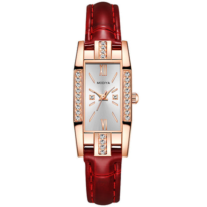 Temperament Pu Belt Diamond British Ladies Watch - Amazhona 