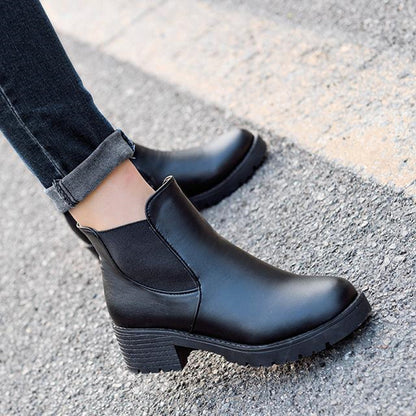 Women's Low-cut Chunky Heel Ankle Boots - Amazhona 