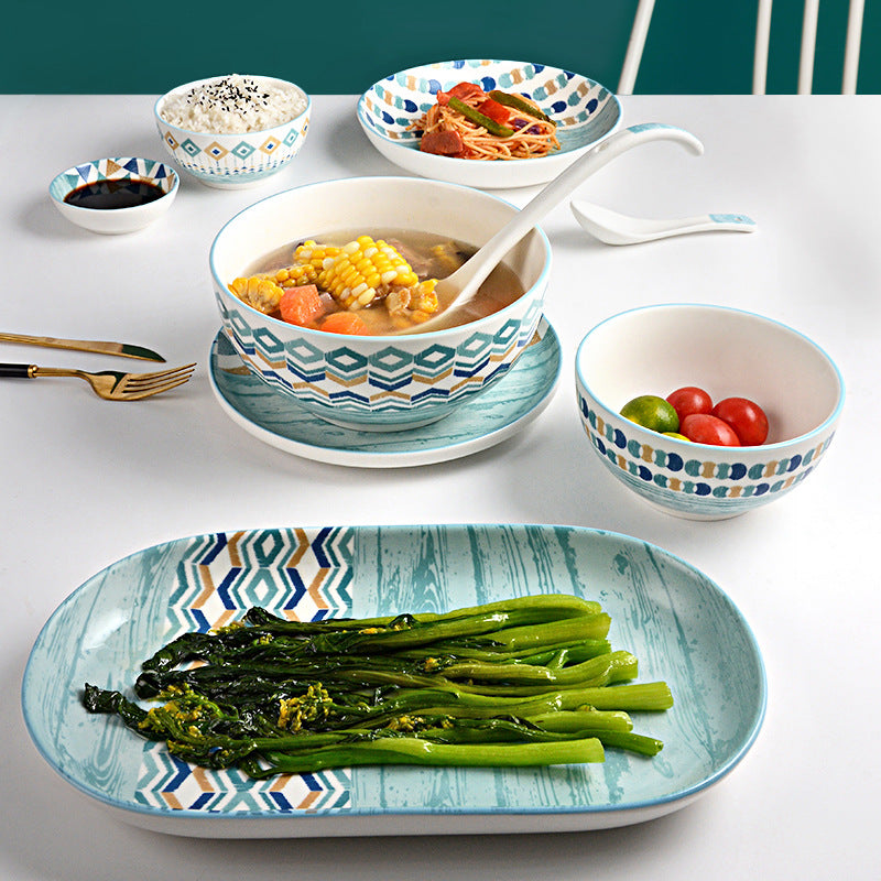 Nordic Ins Style Geometric Ceramic Dishes And Tableware - Amazhona 