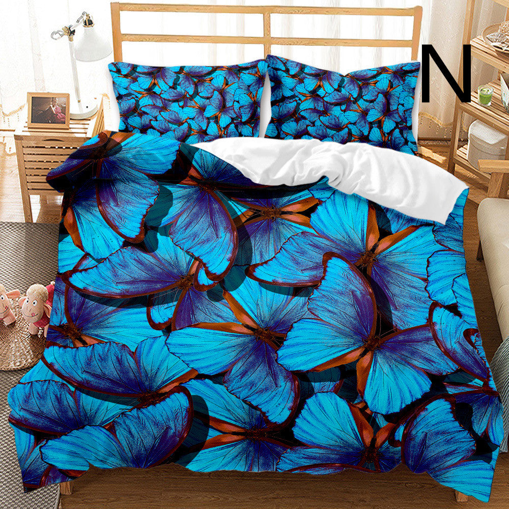 Butterfly Series Three-piece Bedding Quilt Cover Set - Amazhona 