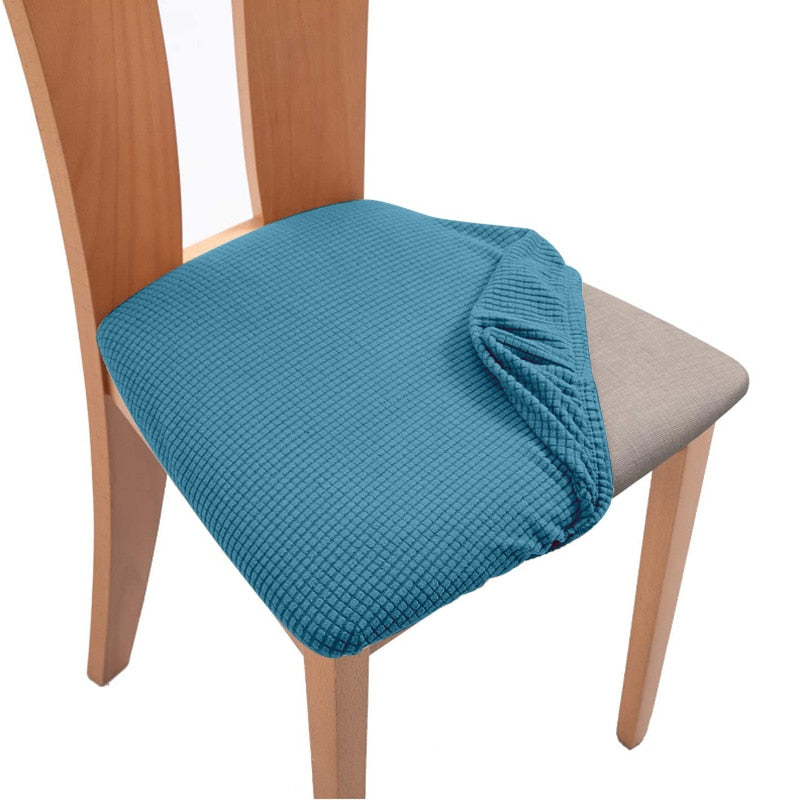 Spandex Jacquard Chair Cushion Cover Dining Room Upholstered Cushion Solid Chair Seat Cover Without Backrest Furniture Protector - Amazhona 