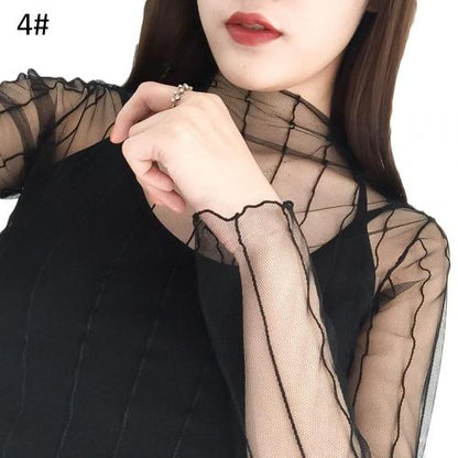 blusas de mujer Fashion Sexy Women T Shirt See Through Transparent  Mesh Solid Color Long Sleeve Blouse Tops New - Amazhona 