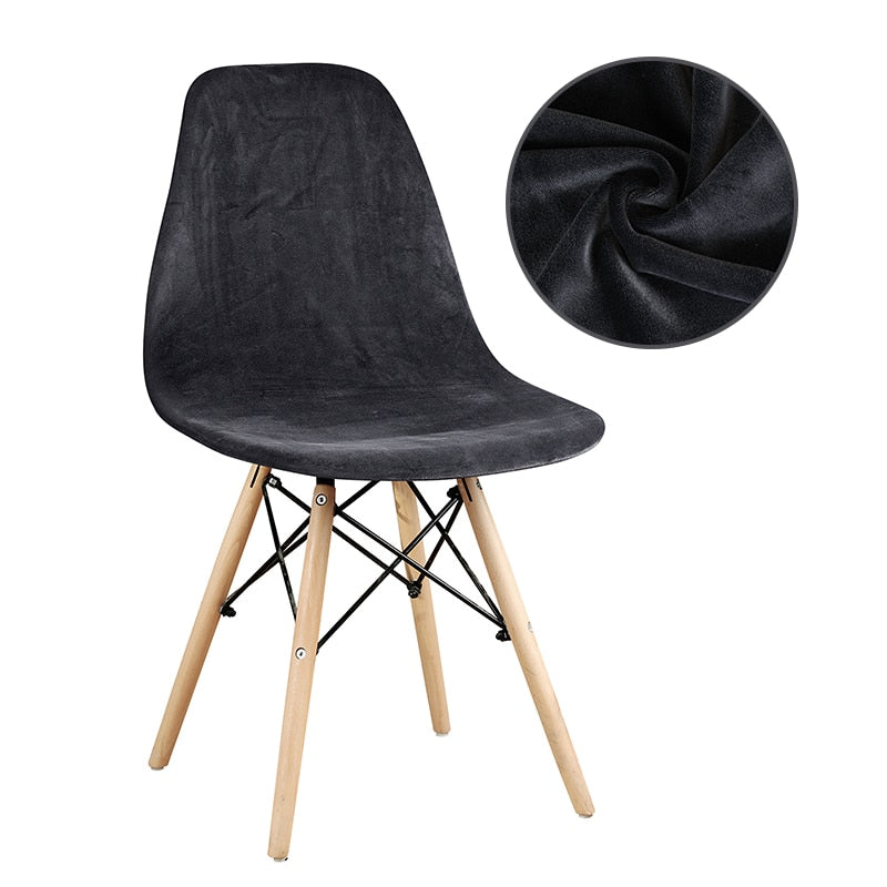 Velvet And Polar Fleece Fabric Shell Chair Cover Stretch Scandinavian Chair Covers Dining Seat Cover For Hotel Home Living Room - Amazhona 