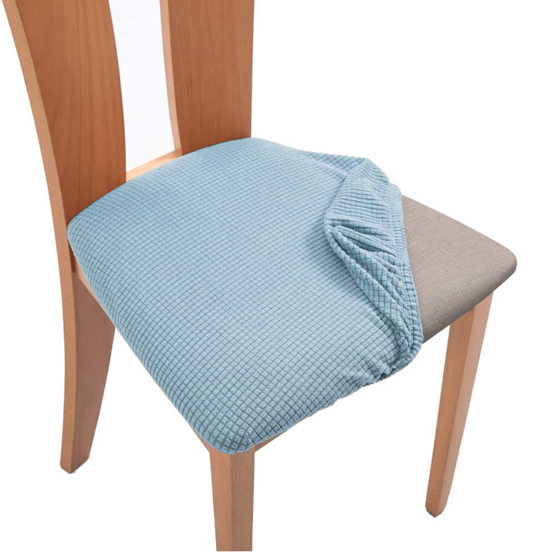 Spandex Jacquard Chair Cushion Cover Dining Room Upholstered Cushion Solid Chair Seat Cover Without Backrest Furniture Protector - Amazhona 