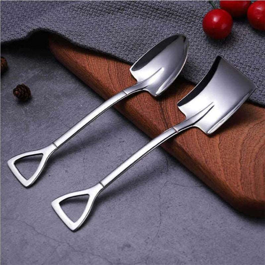 1/2Pcs Coffee Spoon Cutlery Set Stainless Steel Retro Iron Shovel Ice Cream Spoon Scoop Creative Spoon tea-spoon Tableware - Amazhona 