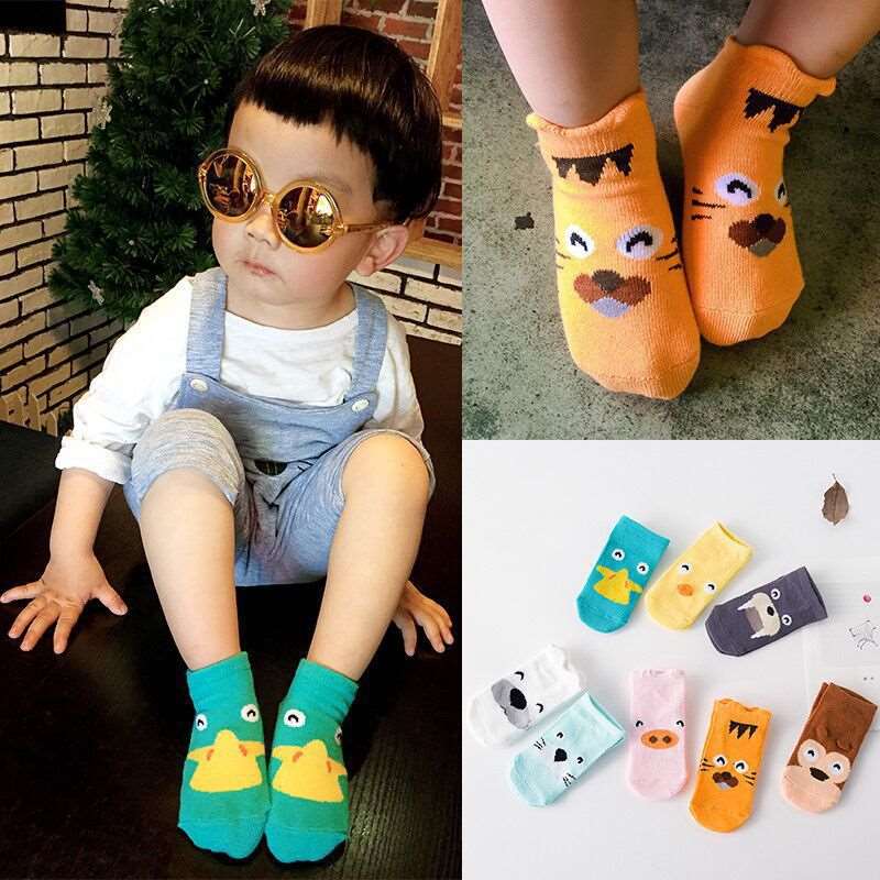 1@#a Pair Chick Socks Kids Soft Cotton Socks Boy Girl Baby Cute Cartoon Warm Stripe Dots Fashion School Socks Autumn Winter - Amazhona 