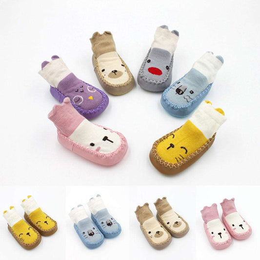 2020 Baby Cute Socks Autumn Spring Children Floor Socks Shoes Anti Slip Soft Sole Patchwork Cartoon Sock New 0-24M - Amazhona 