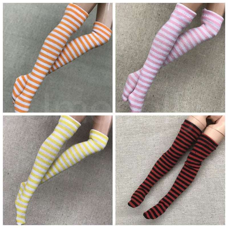 1 Pair Fashion Stripe Blyth Doll Stocking Suitable for Licca, Azone, Momoko, OB, Barbies 1/6 Doll Socks Clothes Accessories - Amazhona 